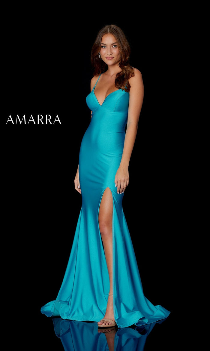 Teal Amarra Long Formal Dress 87255