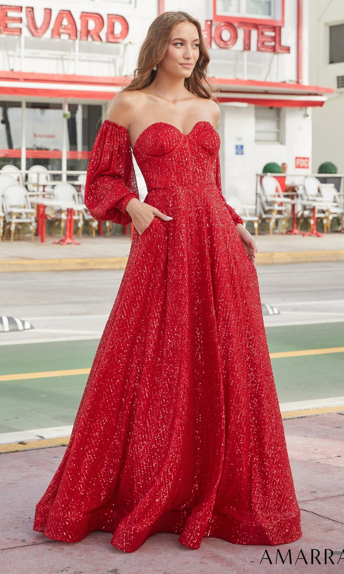 Red Amarra Long Formal Dress 88526