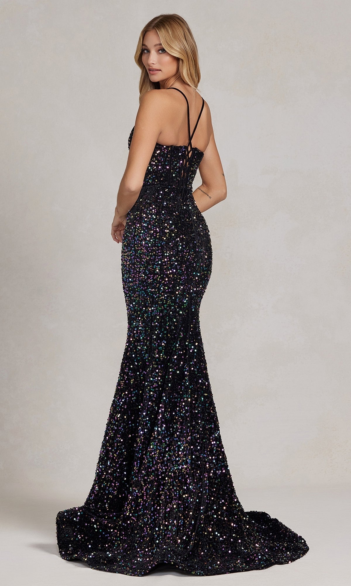  Corset-Back Long Sequin Prom Dress Under $200