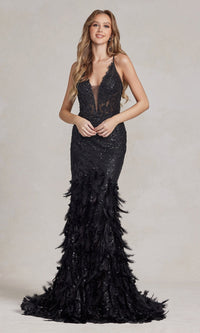  Feather And Sequin Prom Dress C111
