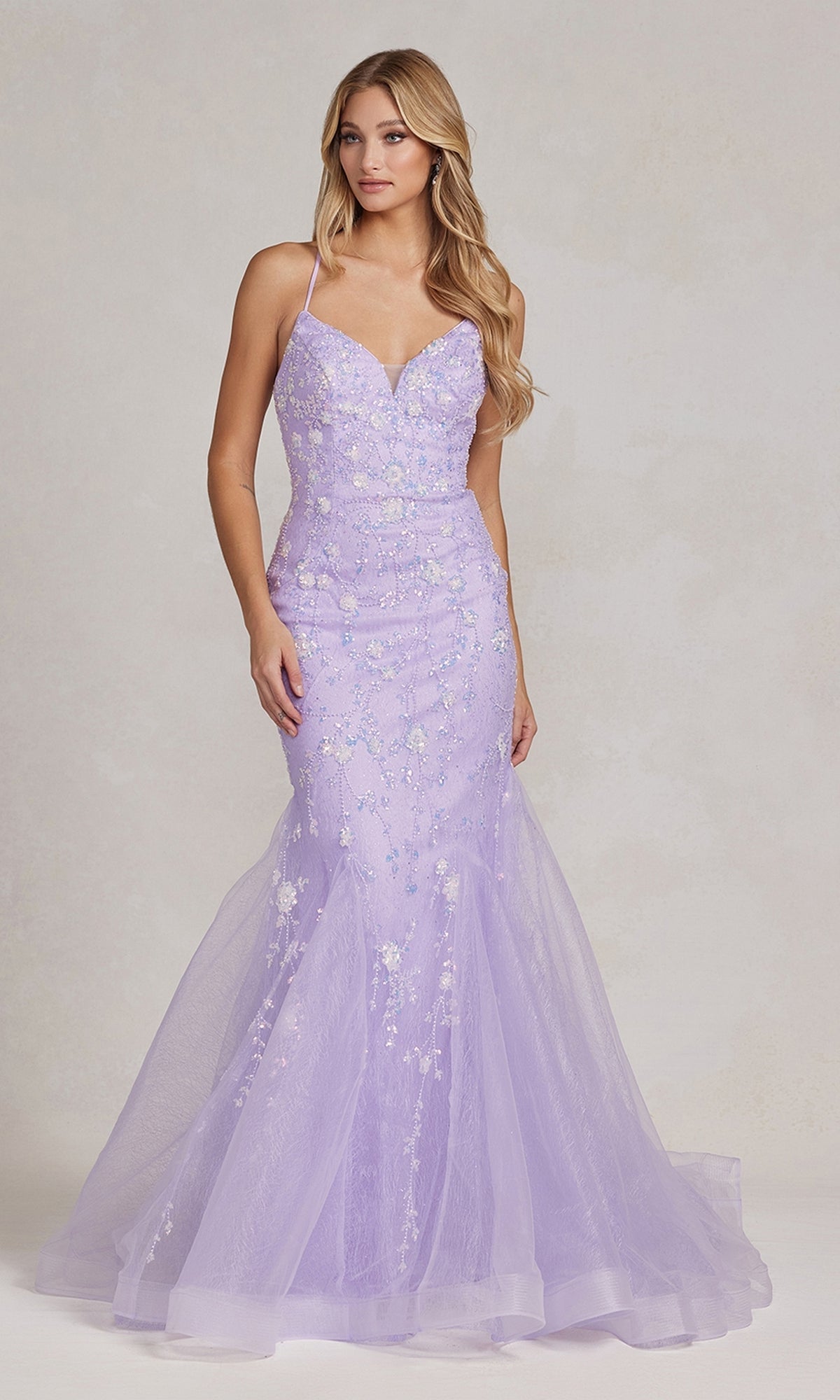 Long Mermaid Prom Dress with Floral Embellishments