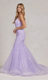 Floral-Embellished Long Mermaid Prom Dress C1117
