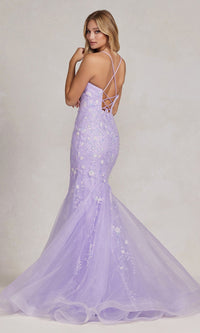  Floral-Embellished Long Mermaid Prom Dress C1117
