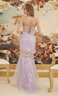 Lilac Purple Prom Dress with Sparkling Floral Print - Lilac / 2 Lilac Purple Prom Dress with Sparkling Floral Print - Lilac / 2