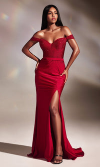 Deep Red Ladivine Long Formal Dress CA106