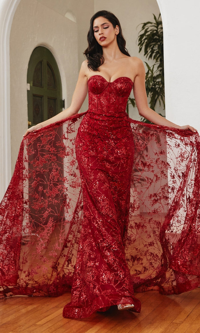Deep Red Ladivine Long Formal Dress CB046