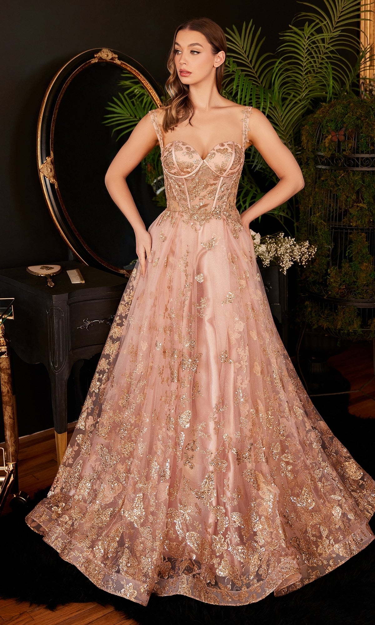 Rose Gold Ladivine Long Formal Dress CB102