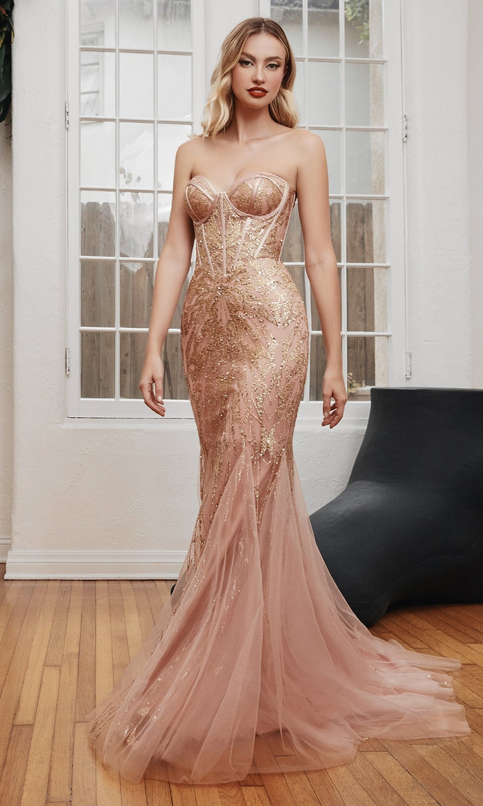 Rose Gold Ladivine Long Formal Dress CB116
