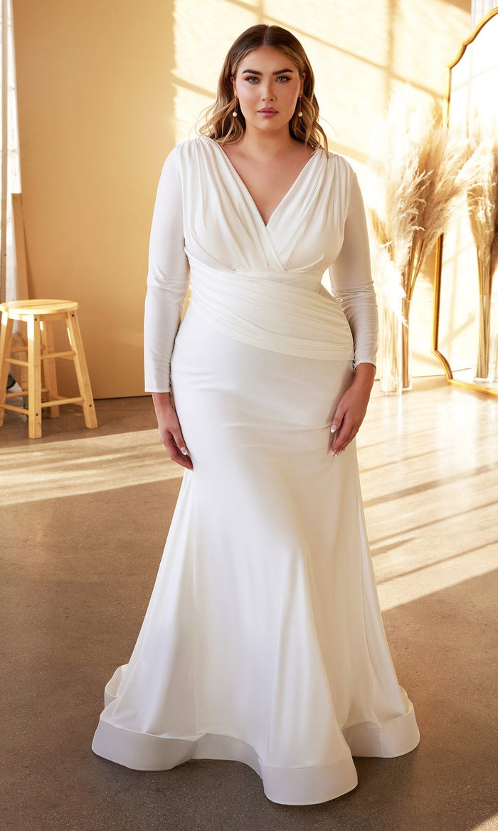 Off White Long Plus-Size Formal Dress CD0169C by Ladivine