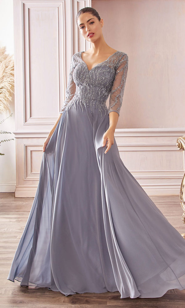 detached sleeve dress グレー　S Ladivine Dress CD0171, Formal Evening Gown