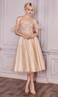 Champagne Short Party Dress CD0187 by Ladivine