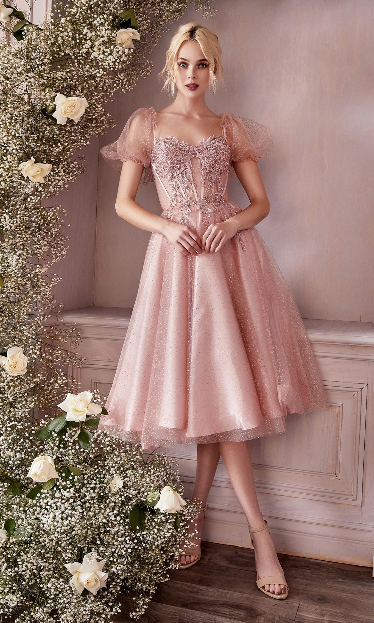 Blush Short Party Dress CD0187 by Ladivine