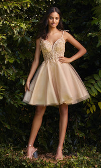 Champagne Ladivine Short Party Dress CD0188