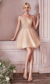 Champagne Ladivine Short Party Dress CD0190