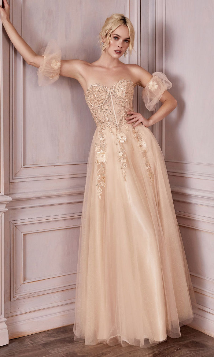 Champagne Long Formal Dress CD0191 by Ladivine