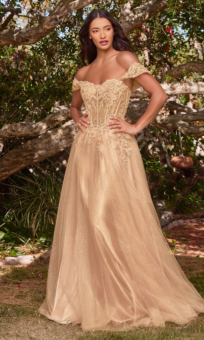 Champagne Gold Long Formal Dress CD0198 by Ladivine