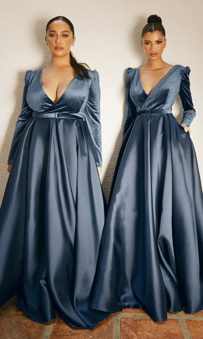 Smoky Blue Long Formal Dress CD226 by Ladivine