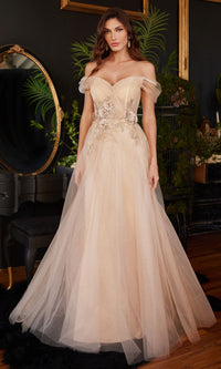 Champagne Long Formal Dress CD3395 by Ladivine