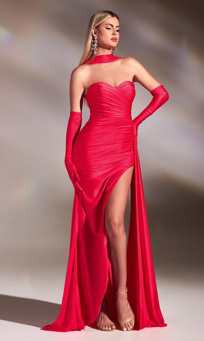 Hot Coral Long Formal Dress CD886 by Ladivine