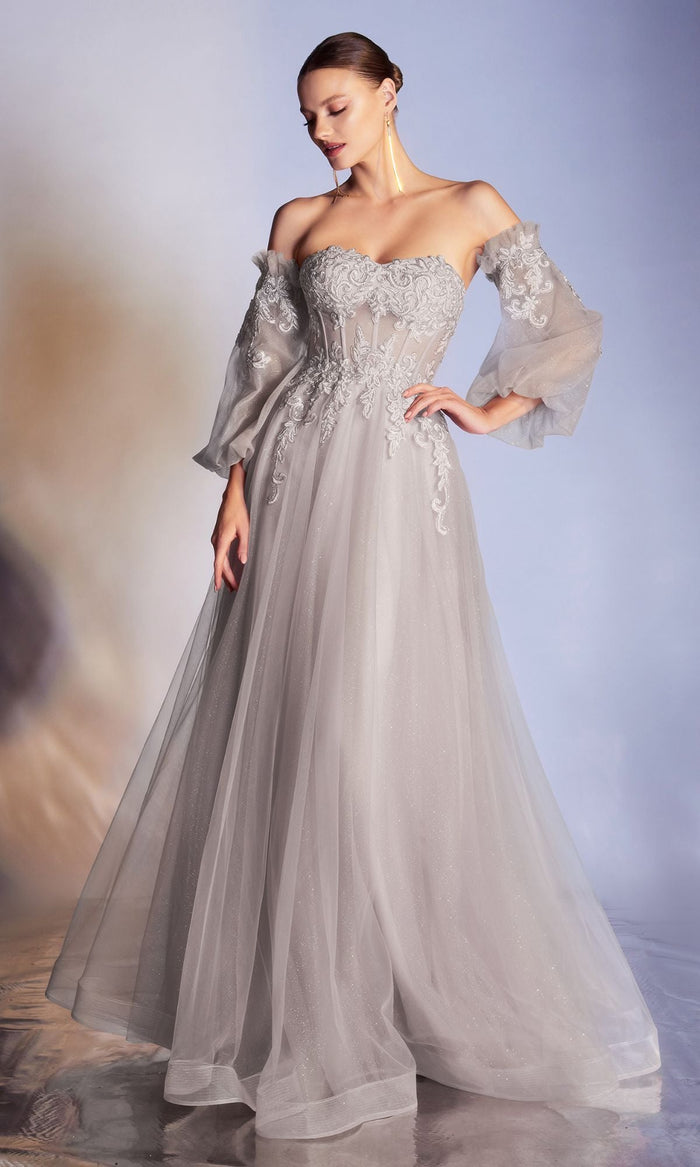 Silver Long Formal Dress CD948 by Ladivine