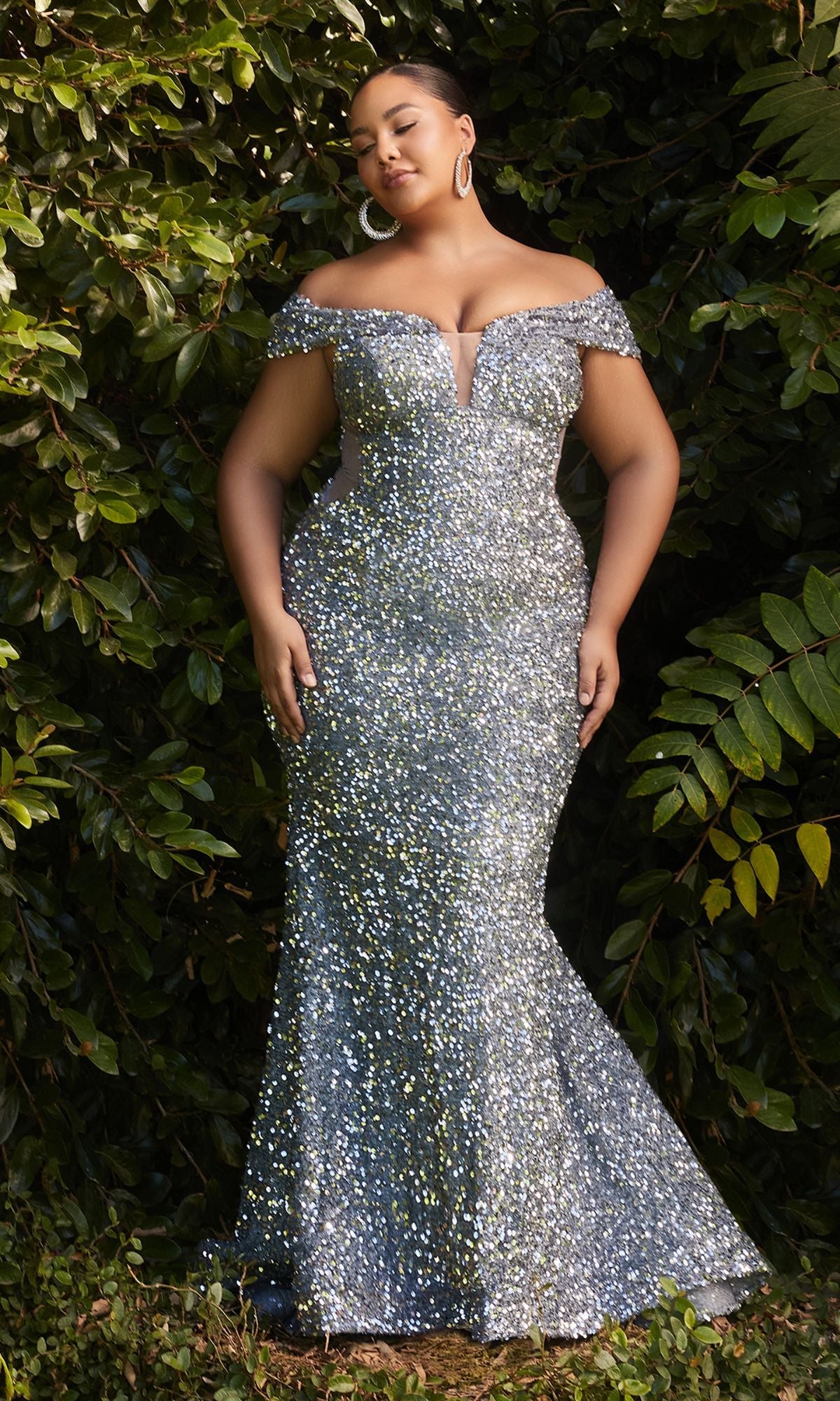 plus size long silver dress Plus Size Teaira Metallic Maxi Dress- Silver