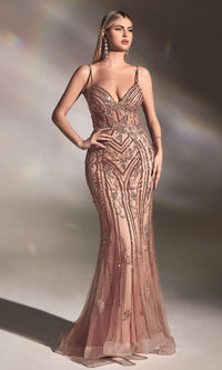 Rose Gold Long Formal Dress CD992 by Ladivine
