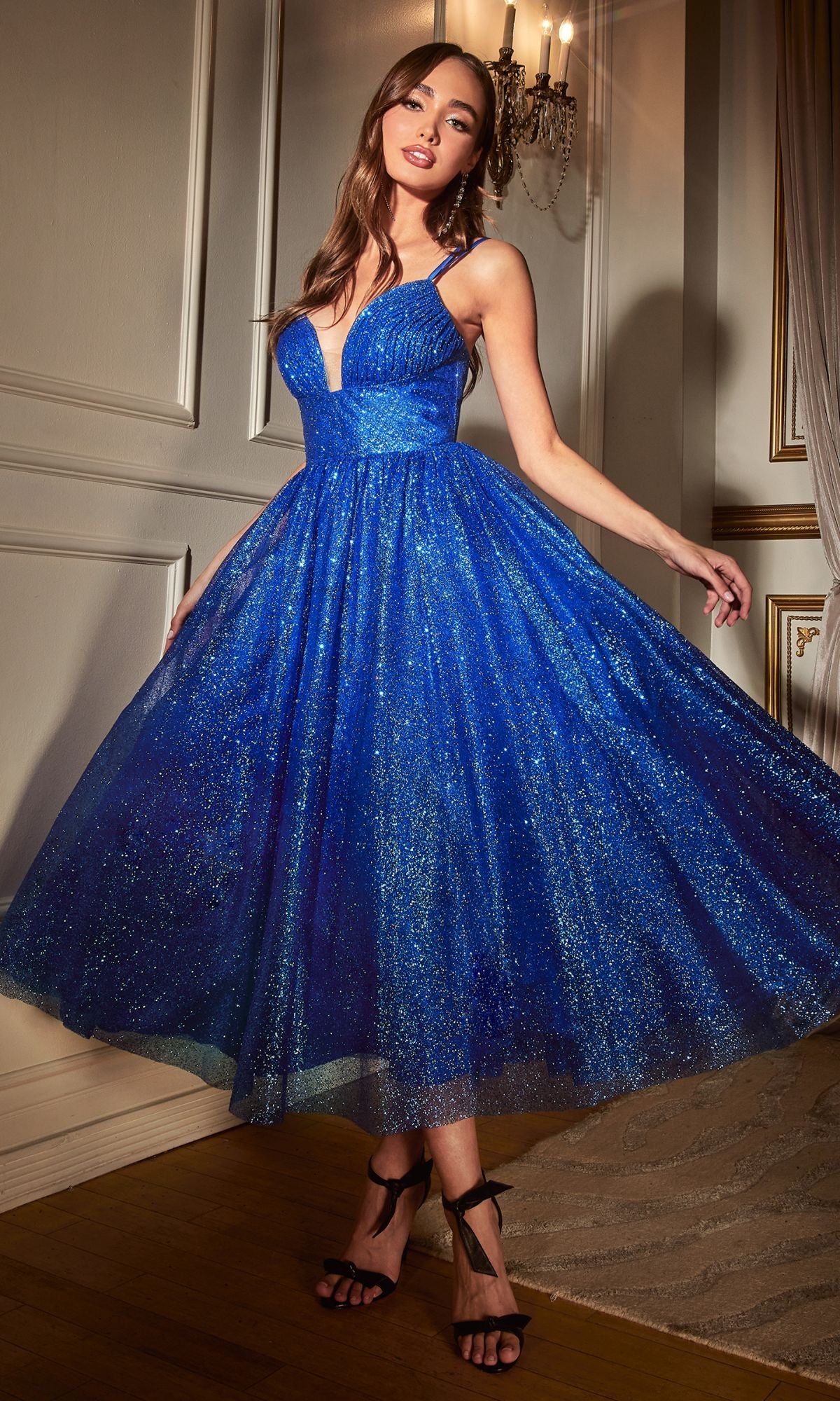 Ladivine Dress CD996T, Tea Length Dress Royal / 8