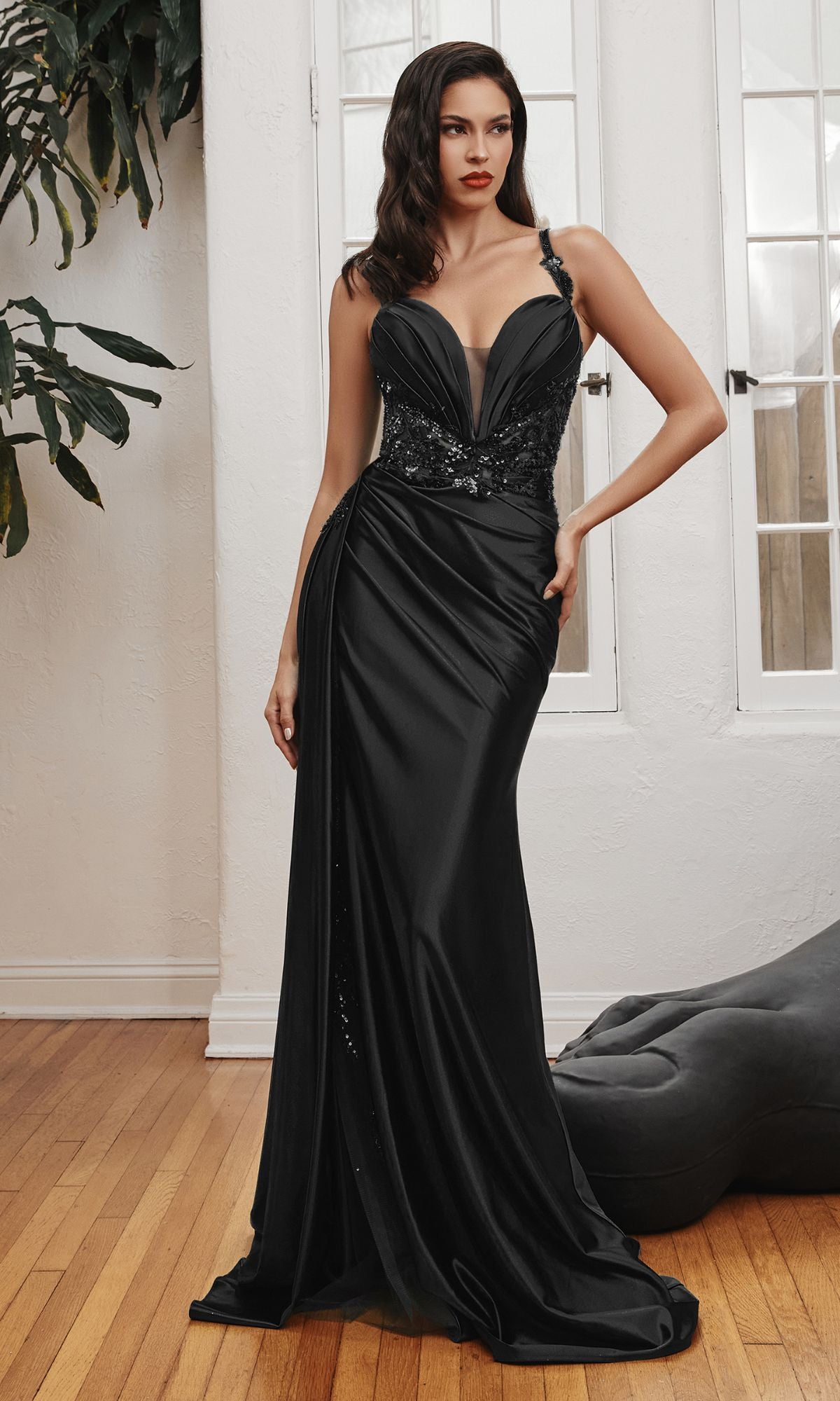 Black Long Formal Dress CDS417 by Ladivine