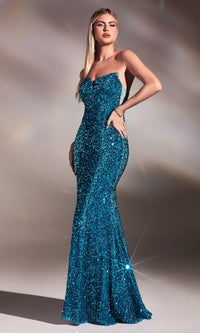 Ocean Blue Long Formal Dress CH151 by Ladivine