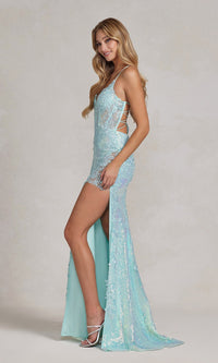  Sequin-Lace Long Formal Prom Dress D1157