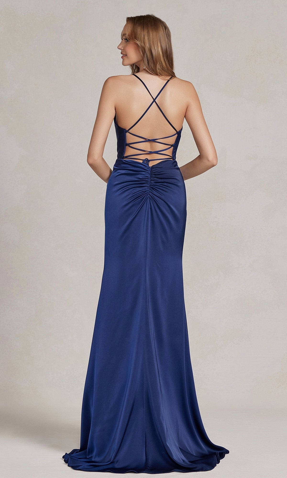 Strappy-Back Strapless Long Prom Dress 6841H Atlantic Blue XSmall Strappy-Back Strapless Long Prom Dress 6841H Atlantic Blue XSmall
