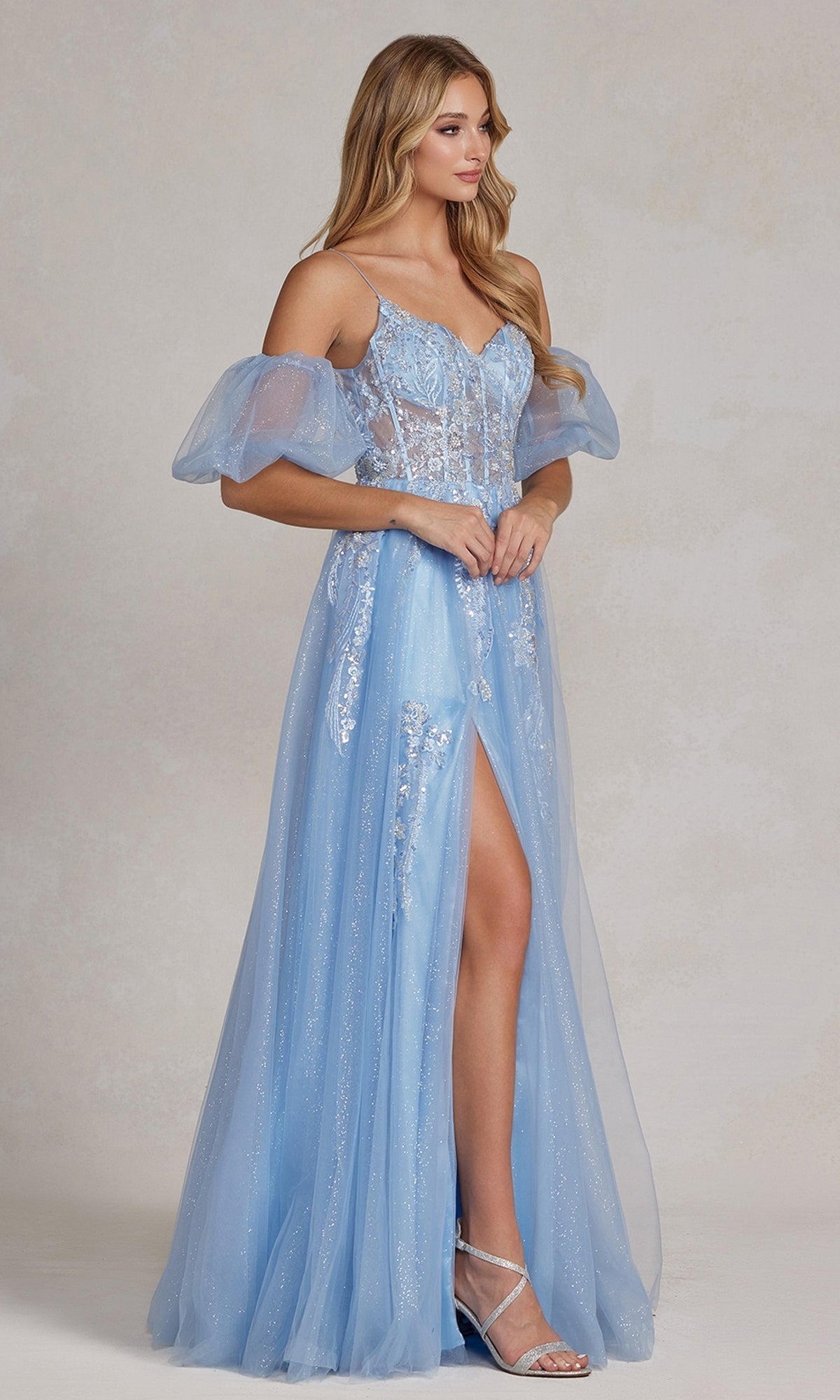 Blue Blue Tulle Formal Dress with Removable Sleeves