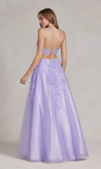  Lilac Purple Embroidered Long Prom Ball Gown E1178