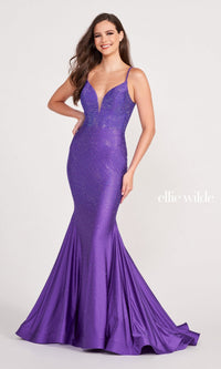 Purple Mermaid Ellie Wilde Heat Stone Prom Dress EW120012