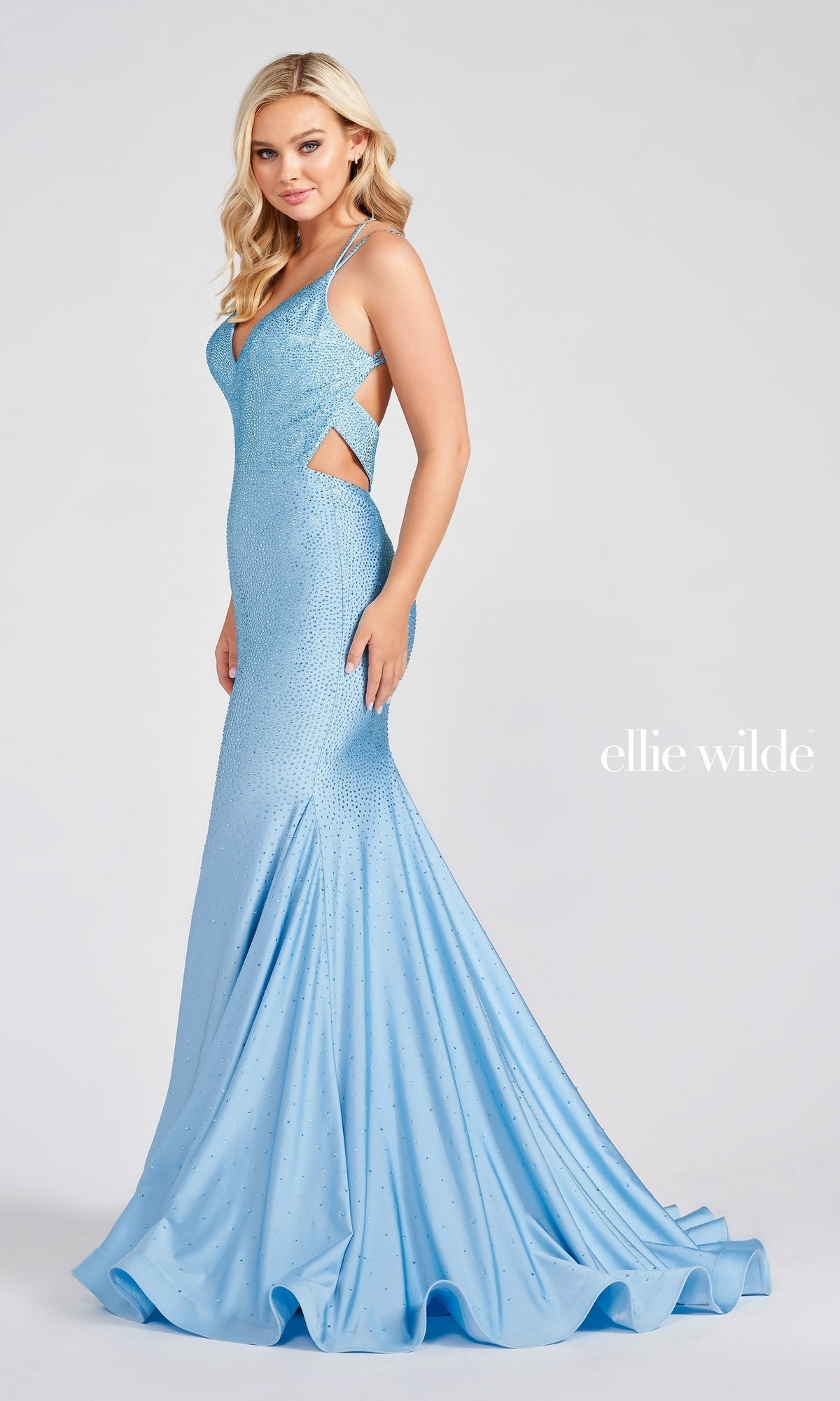 Powder Blue Shimmering Embellished Ellie Wilde Prom Dress EW122001