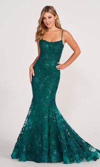 Emerald Mermaid Ellie WIlde Prom Dress In Lace EW34009