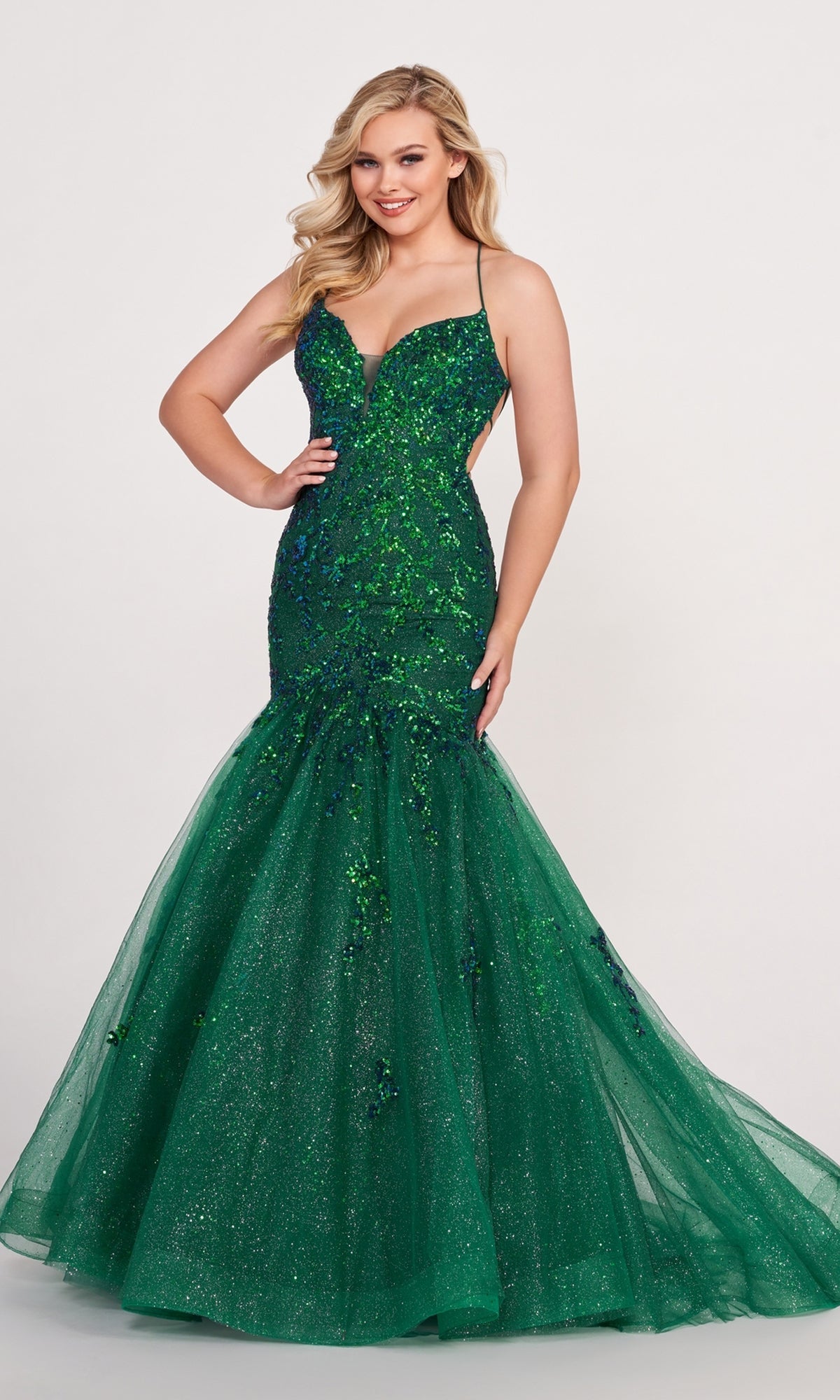 Emerald Long Tulle Mermaid Dress By Ellie Wilde EW34011