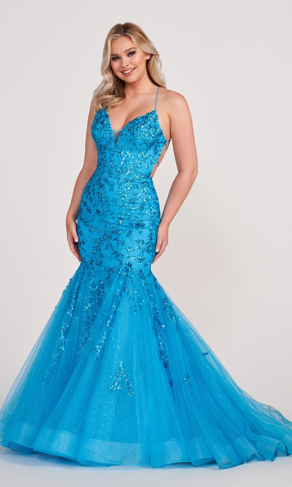 Ocean Blue Mermaid Ellie Wilde Prom Dress EW34014