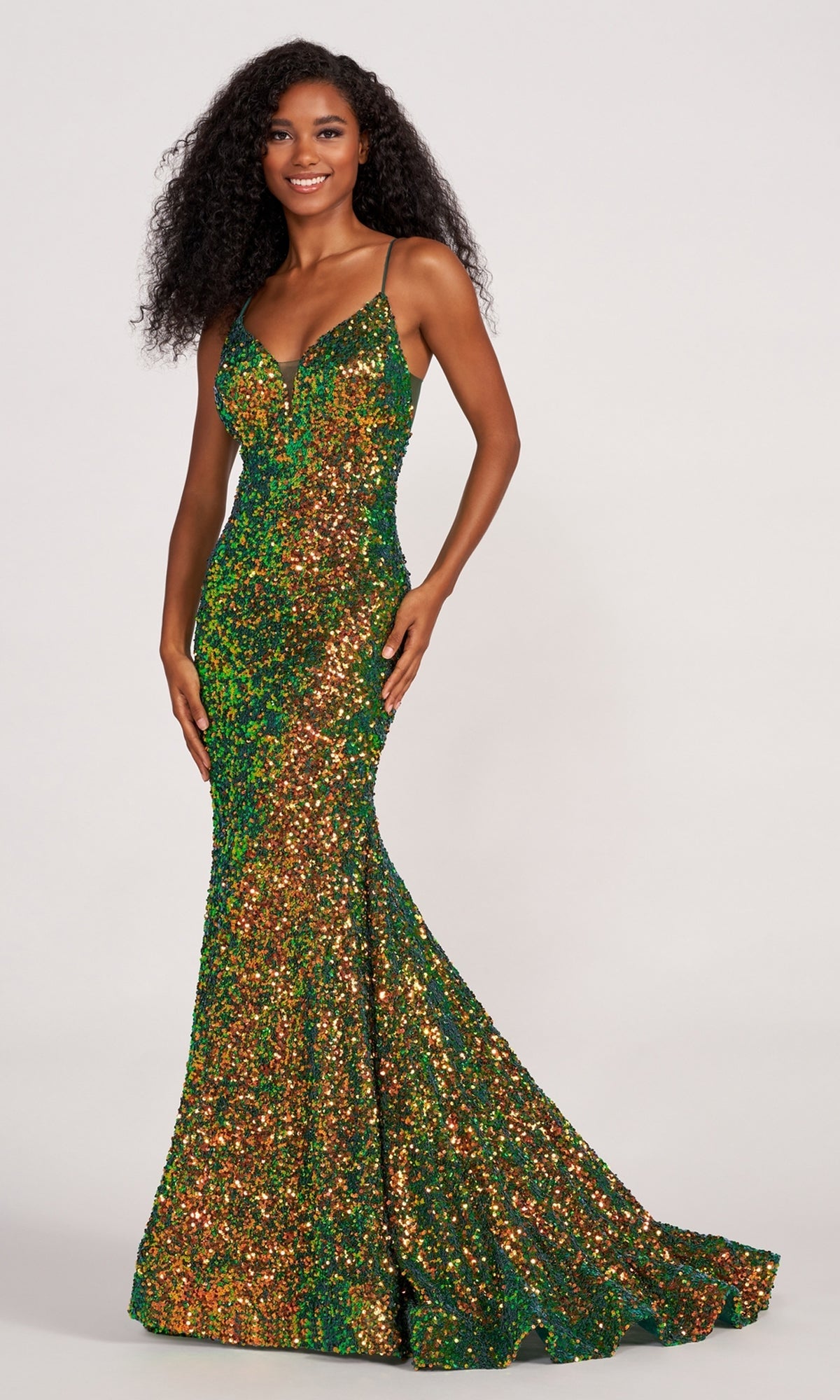 Emerald Green And Gold Prom Dresses Sexy Mermaid Emerald Green Side-slit One-sleeve Evening Prom Dresses, SposaBridal Emerald Green And Gold Prom Dresses Sexy Mermaid Emerald Green Side-slit One-sleeve Evening Prom Dresses, SposaBridal