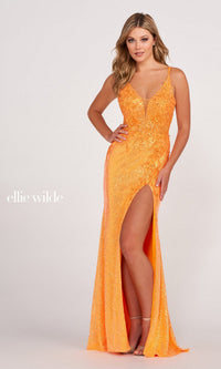 Bright Ellie WIlde Sequin Prom Dress With Lace Bodice Bright Ellie WIlde Sequin Prom Dress With Lace Bodice