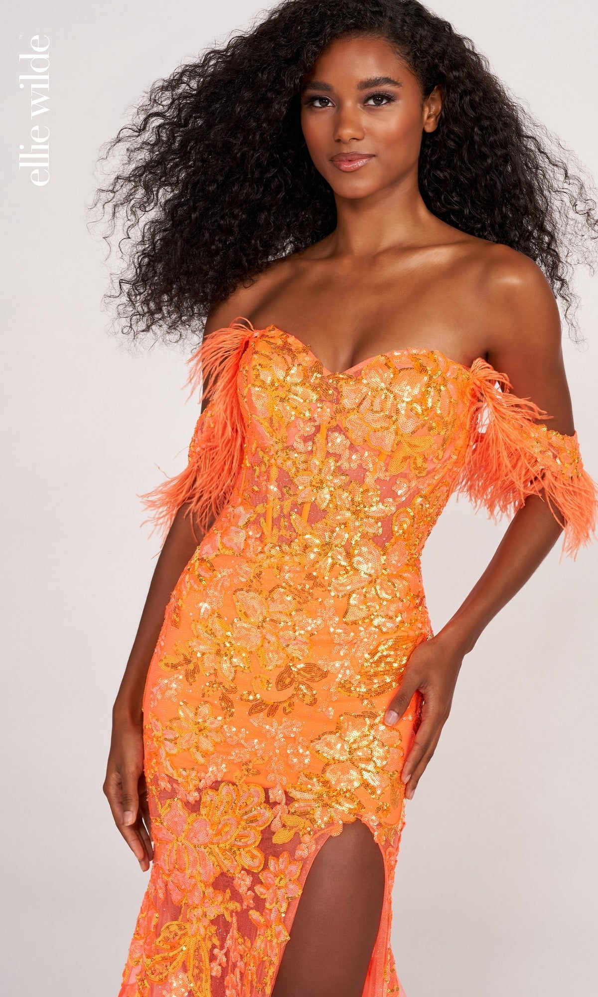 feather sheer dress Jovani