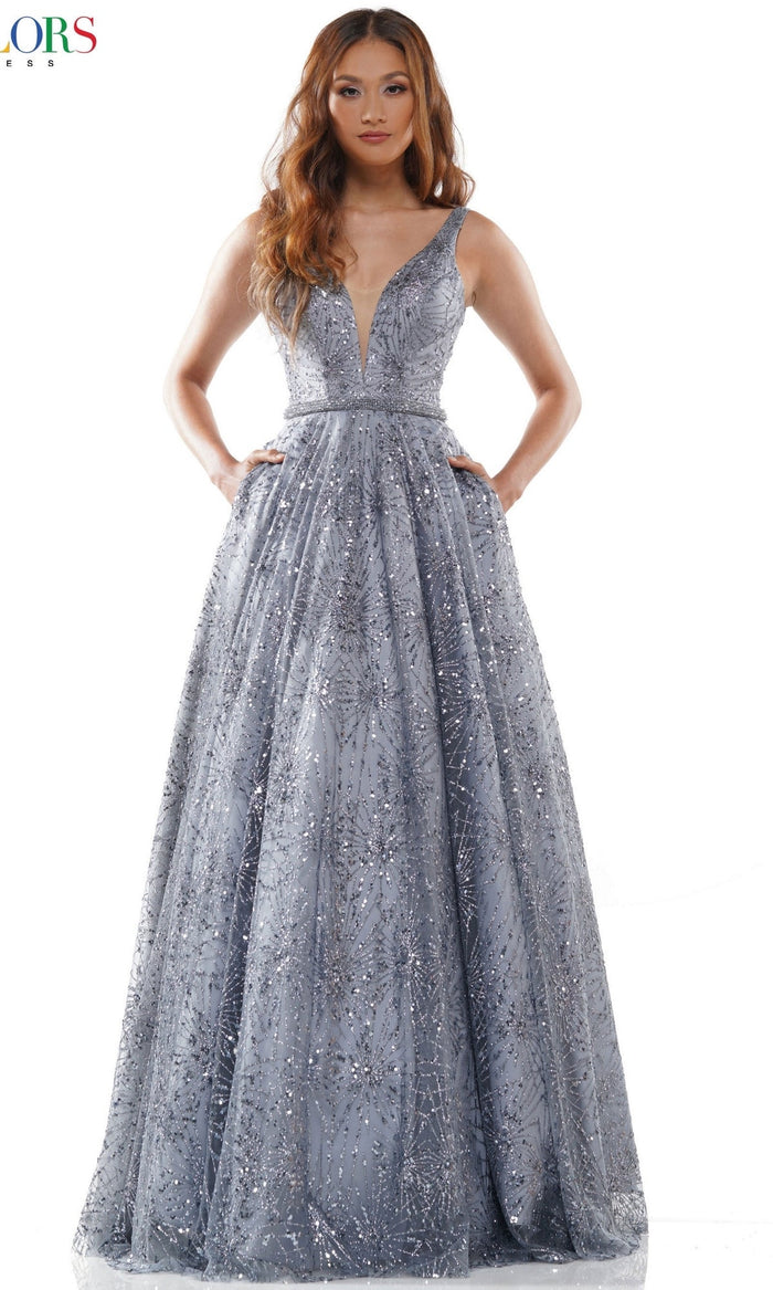 Slate Blue Formal Long Dress G942 By Colors Dress