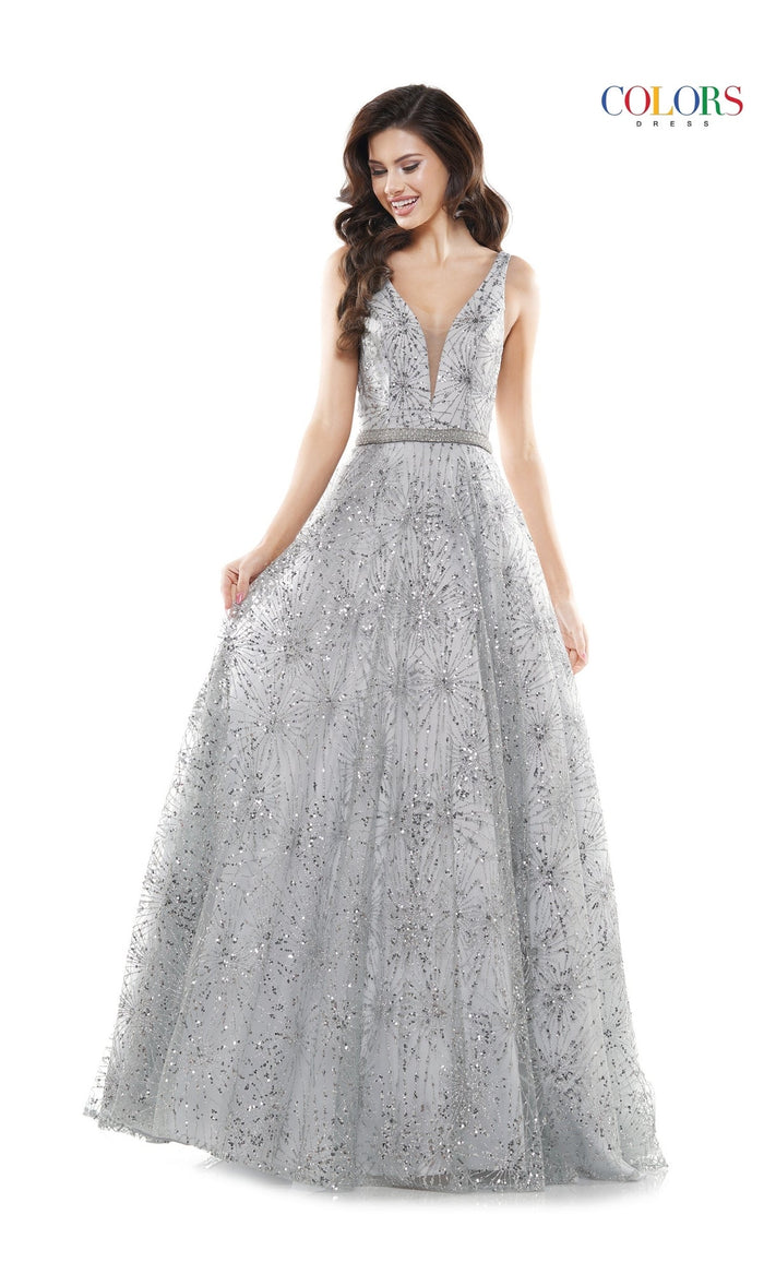 Silver Formal Long Dress G942 By Colors Dress