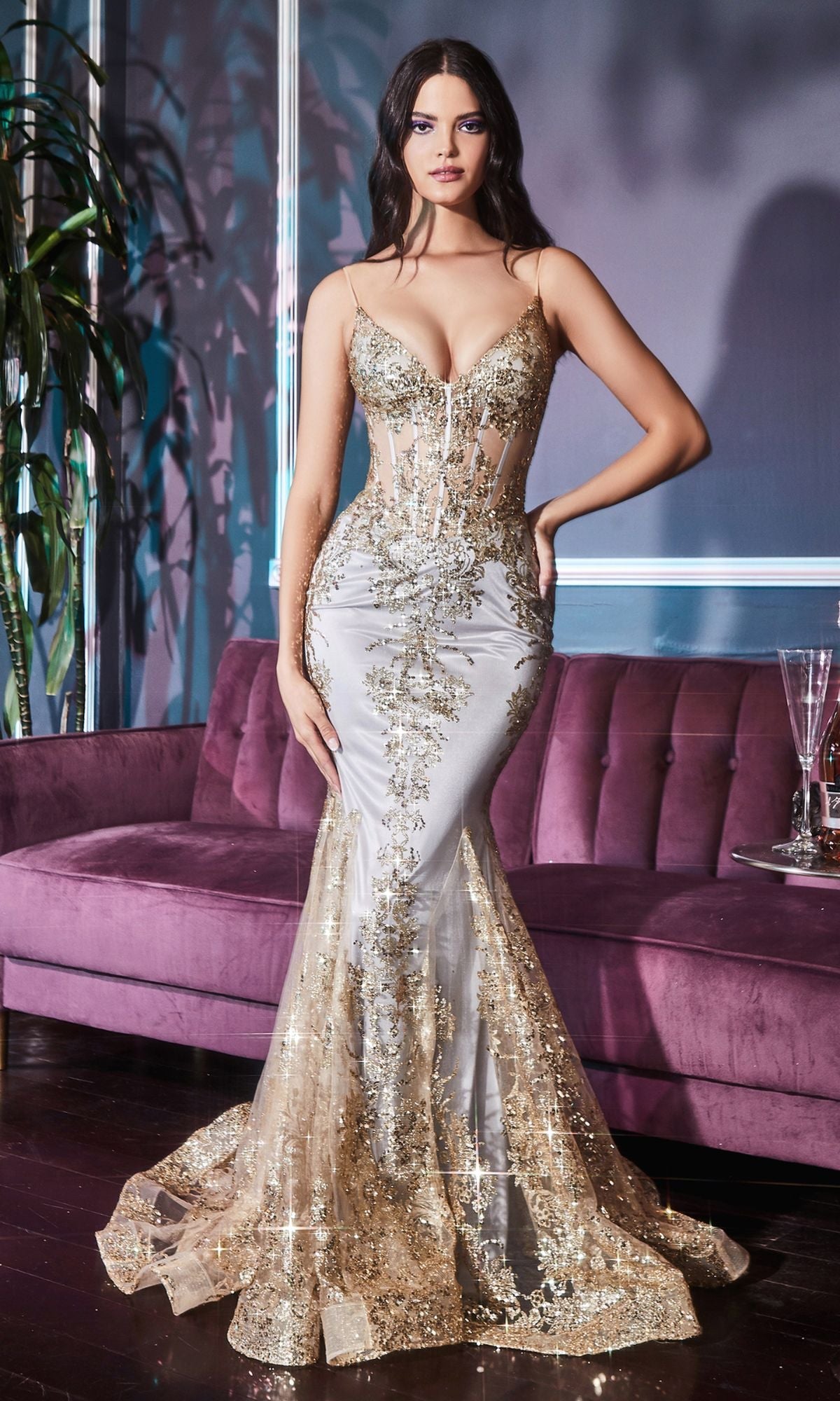 Gold Mist Long Formal Dress J810 by Ladivine