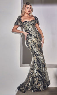Black Gold Long Formal Dress J833 by Ladivine
