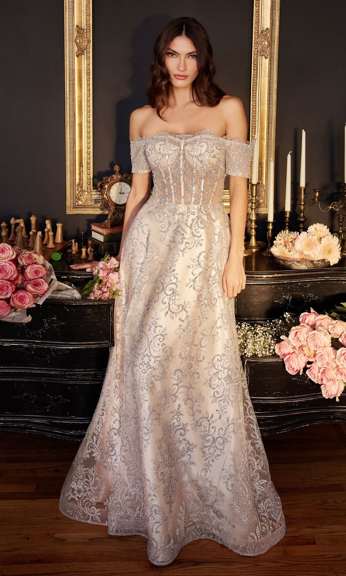 platinum lace dress Platinum By Demetrios - Style DP539