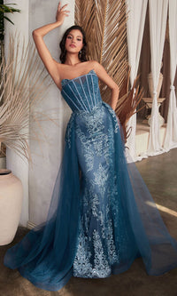 Lapis Blue Long Formal Dress J858 by Ladivine
