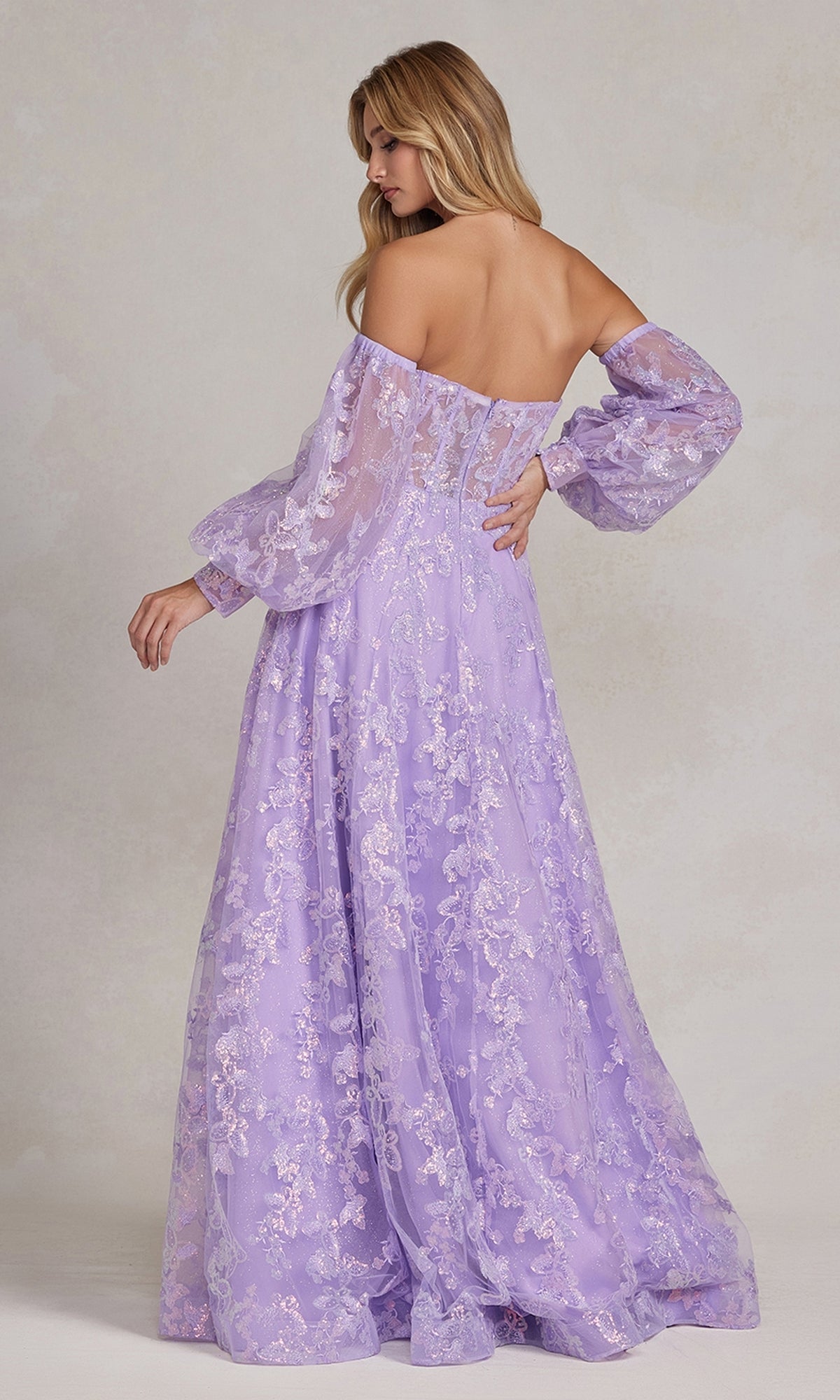 Strapless Long Prom Dress with Detached Puff Sleeves Strapless Long Prom Dress with Detached Puff Sleeves