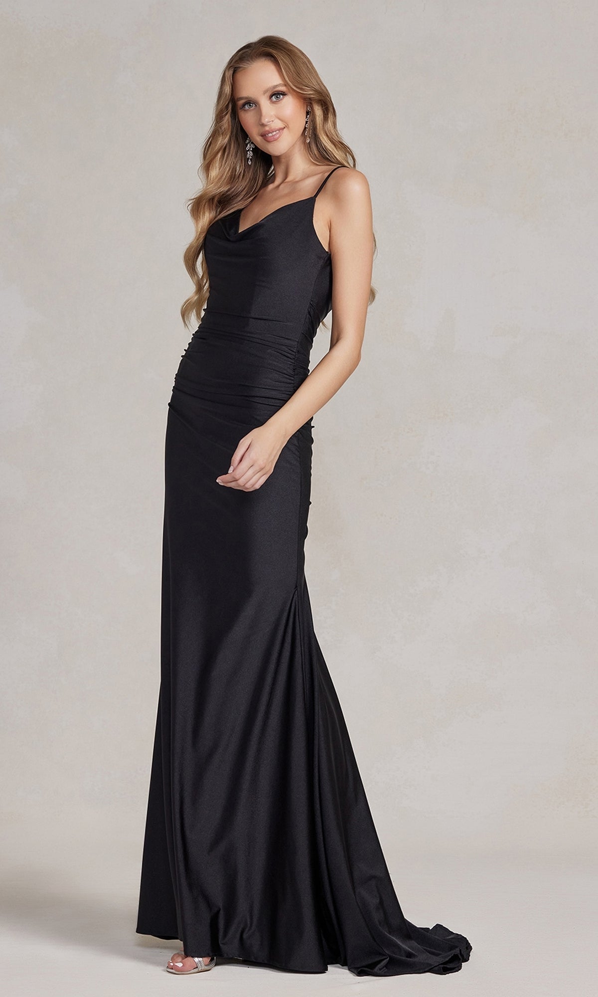 Simple Affordable Long Formal Dress with Deep V Back