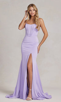 Lavender Corset-Bodice Long Formal Dress P1168